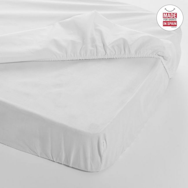 Drap inférieur réglable (lit 60) 60X120 cm lisse et blanc CAMBRASS - 3