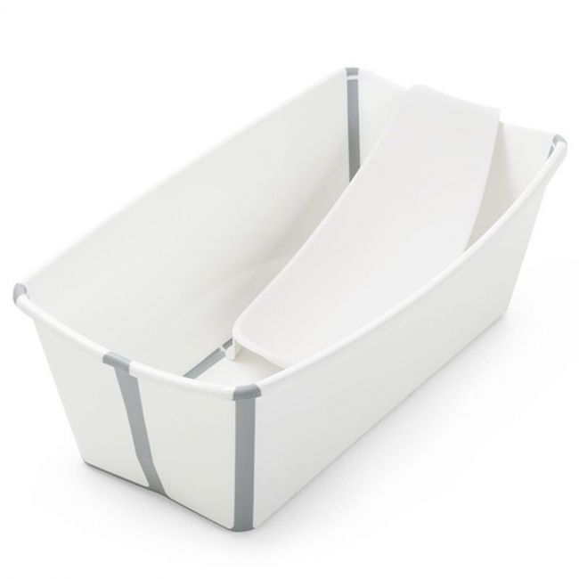 Set de baignoire pliante STOKKE Flexi Bath White avec bouchon et support nouveau-né