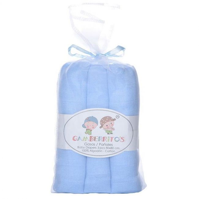 Mulltuch-Set 80x80 Blau 3 Stück