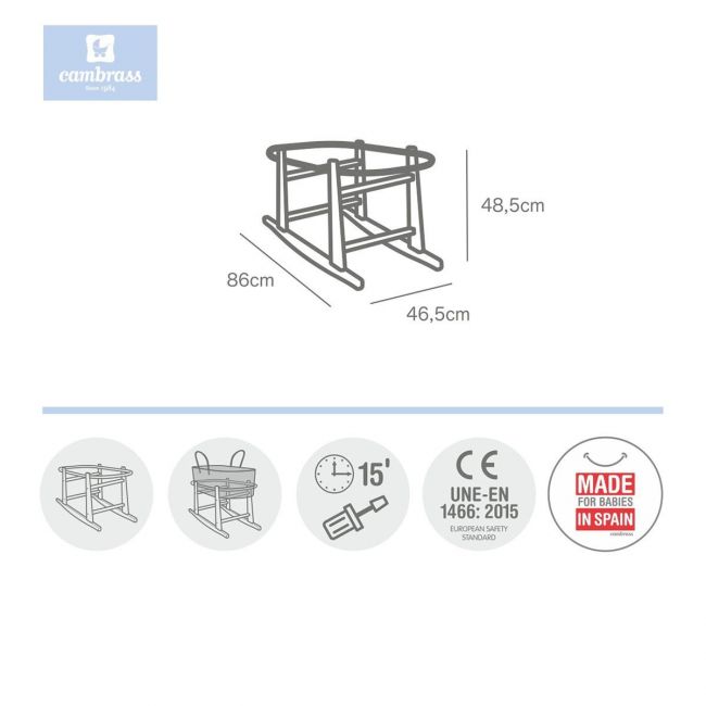 Portalettino in Legno a Dondolo Liscio E 46.5X86X48.5cm Bianco CAMBRASS - 1