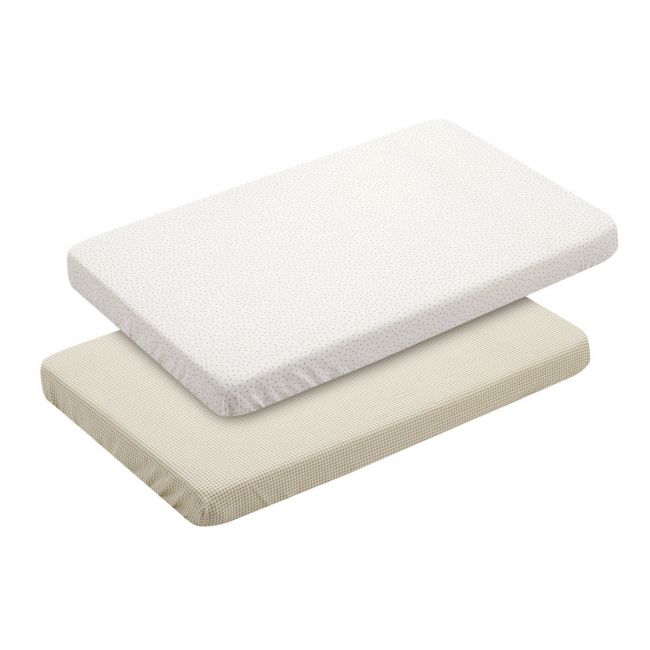Lenzuolo per mini culla Pack 2 pezzi 50X82X10 cm Vichy10 Beige