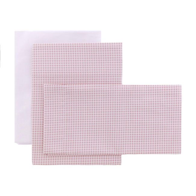 Set lenzuola culla 3 pezzi (culla 60) 100X165X1 cm Vichy10 Rosa CAMBRASS - 1