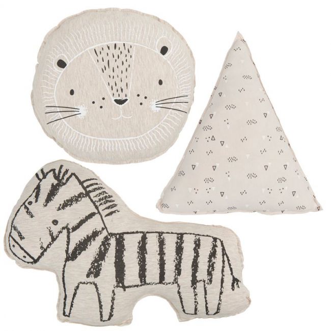 Set 3 Coussins Formes Lion Lin