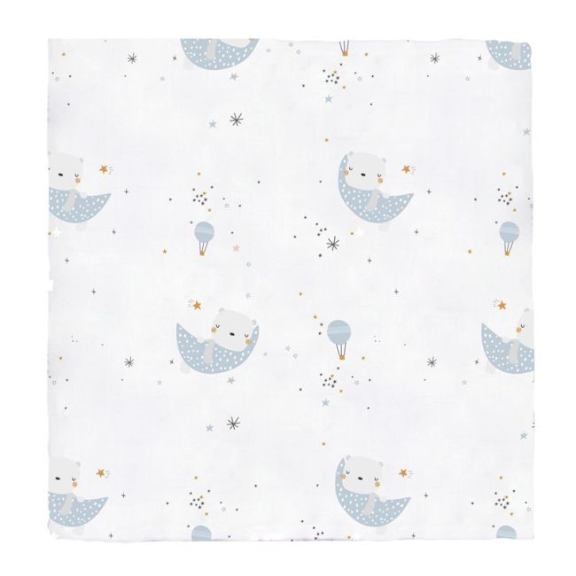 Bambus Mulltuch 120x120cm Bär Blau
