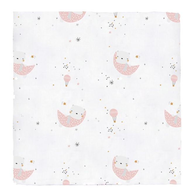 Bambus Mulltuch 120x120cm Rosa Bär