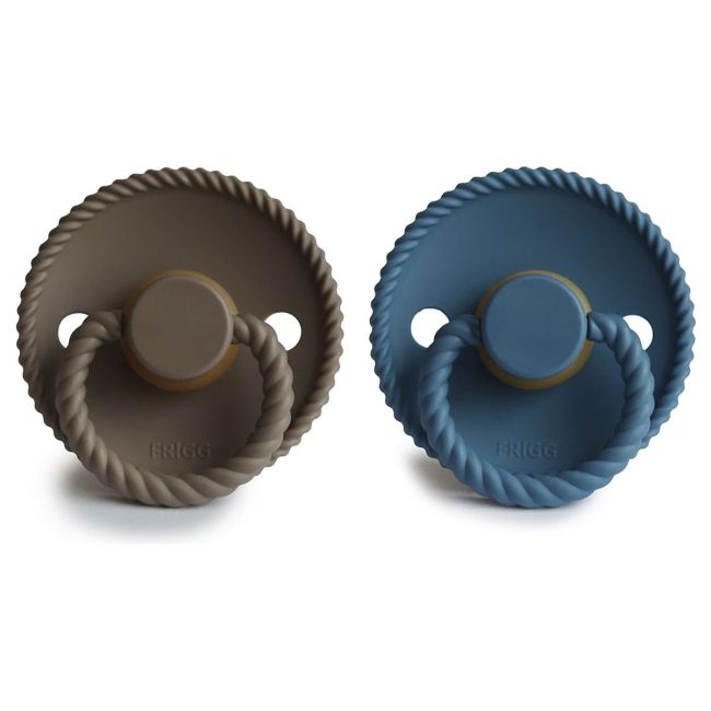 Pacchetto di 2 ciucci Block in lattice con cordino Portobello/Ocean Vw 0+