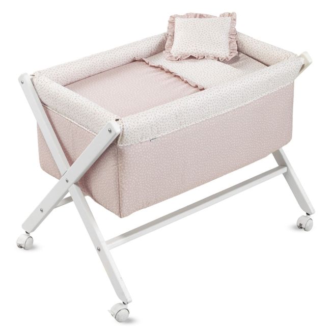 Minicot Ciseaux Bois Liberté Rose/BCO 55X87X74 cm