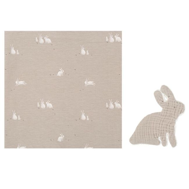 MUSLIN 115X115+DOU DOU 566 BUNNY 522 GB BEI GRIS