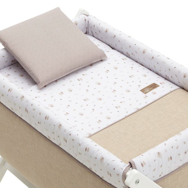 Berceau pliant en bois Greeny beige/blanc 55X87X74 cm