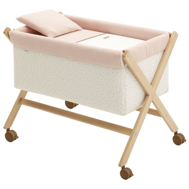 Berceau pliant en bois Magia Rose/Naturel 55X87X74 cm