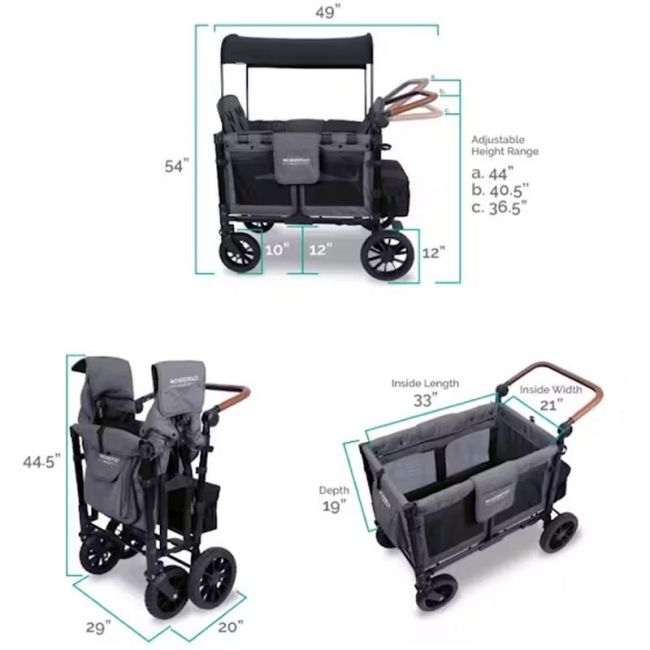 Kleines Wagen Vierfach W4 Luxe Premium Carbon Grau WONDERFOLD - 5