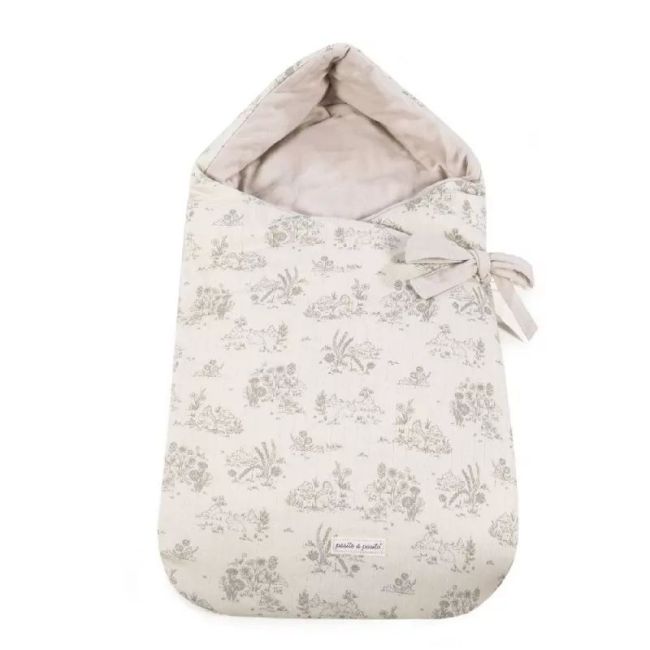 Manteau à capuche Toile de Jouy crème