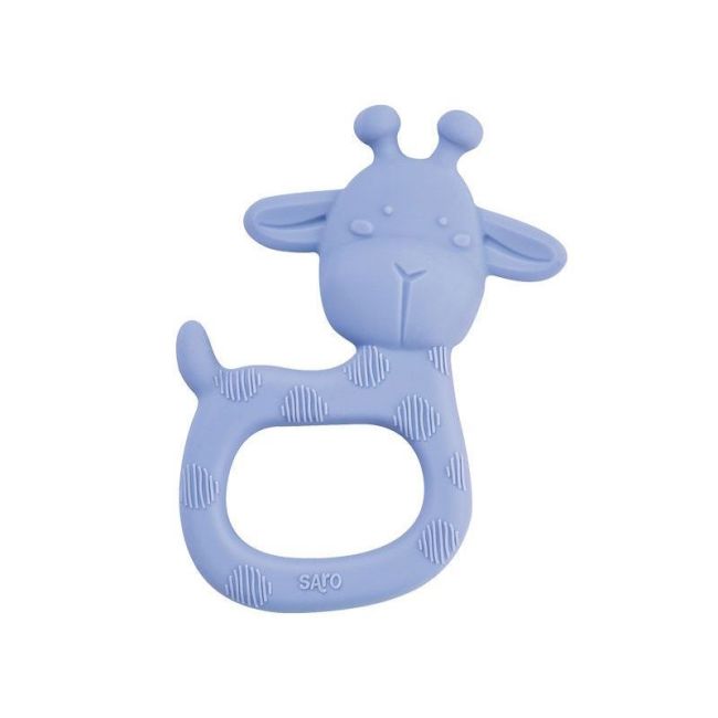 Silikon-Beißring Giraffe Party Blau