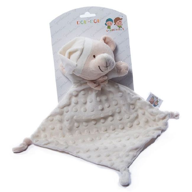 Doudou Ours en peluche pour enfants avec bonnet beige