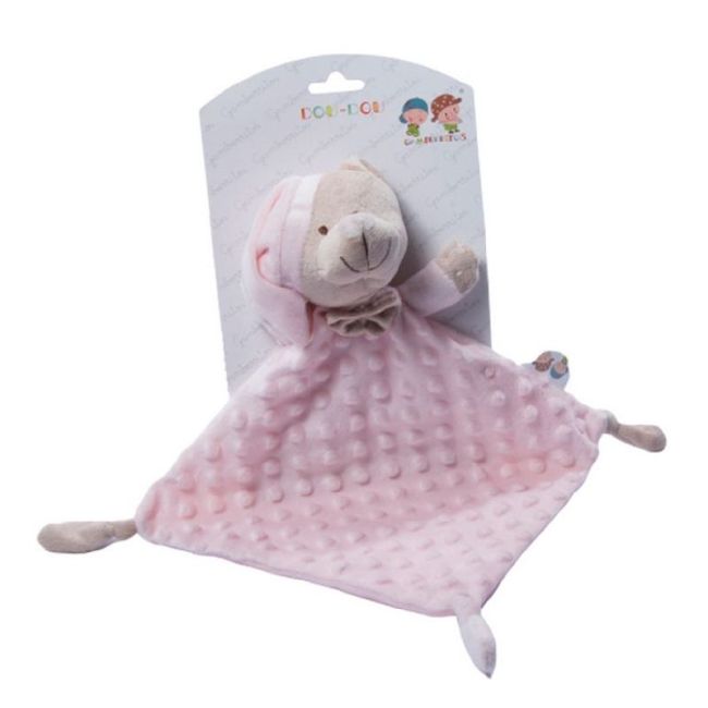 Doudou Ours pour enfants avec bonnet rose