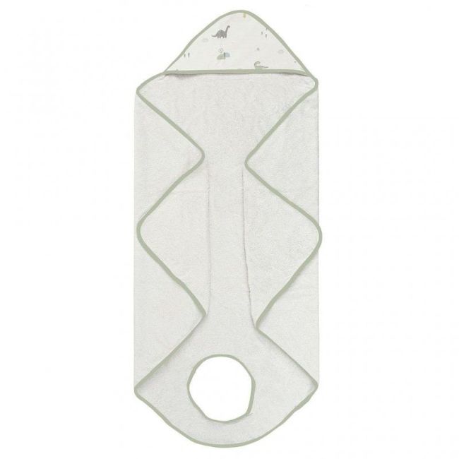 Maxi cape de bain Duo imprimé Dinosaures - Blanc/Vert