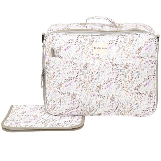 Valise + Table à Langer Imprimée Niza - Blanc/Lilas