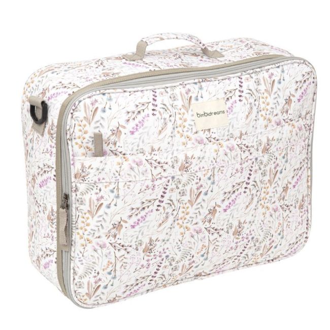 Valise + Table à Langer Imprimée Niza - Blanc/Lilas