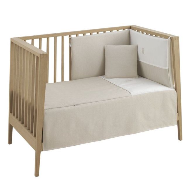 2-teiliges Bettdeckenset I-V. Krippe 60 Leinen Beige 60X120X3 cm. CAMBRASS - 1