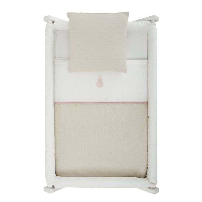 Culla a forbice in legno lino rosa/bianco 55x87x74 cm CAMBRASS - 3