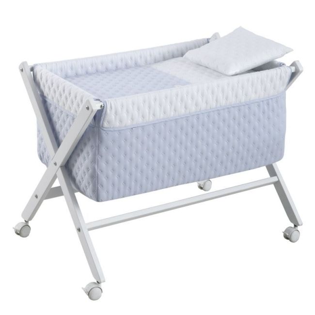 Culla a forbice in legno Soft Celeste/Bco 55X87X74 cm CAMBRASS - 1