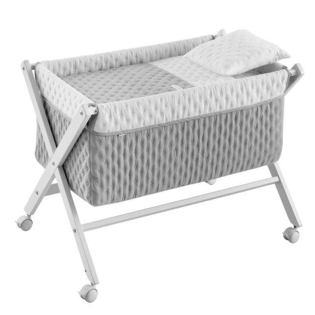 Culla a forbice in legno Soft Grigio/Bianco 55X87X74 cm CAMBRASS - 1