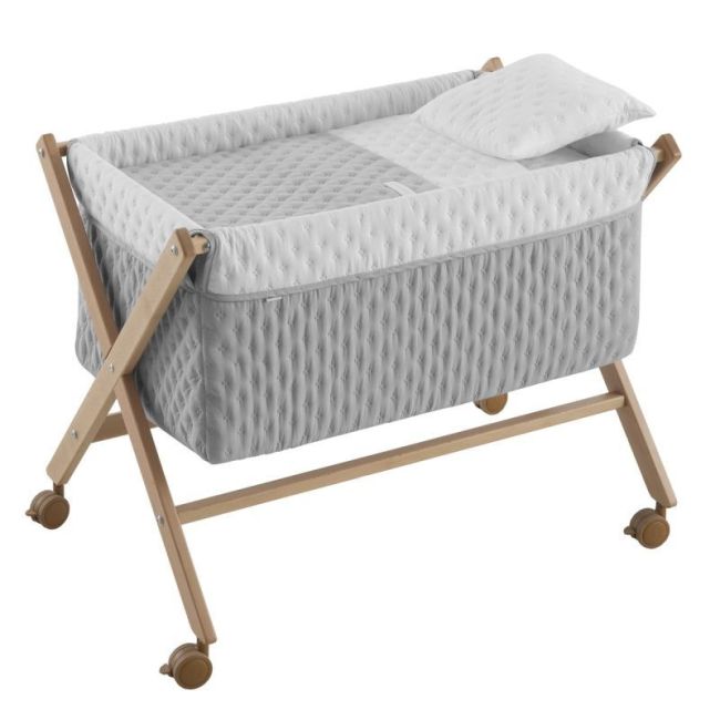 Culla a forbice in legno Soft Grigio/Naturale 55X87X74 cm CAMBRASS - 1