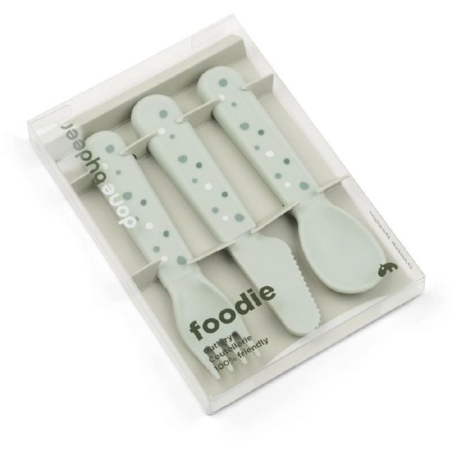 Set di 3 posate Foodie Happy Dots - Verde DONE BY DEER - 3