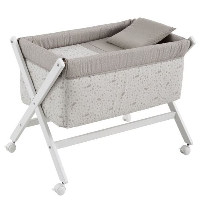 Miniculla a forbice in legno di abete beige/bianco 55X87X74 Cm