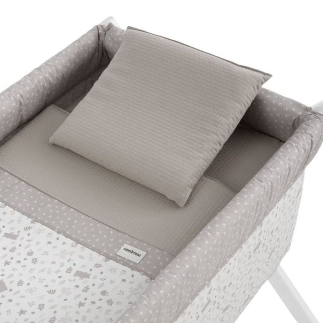 Miniculla a forbice in legno di abete beige/bianco 55X87X74 Cm