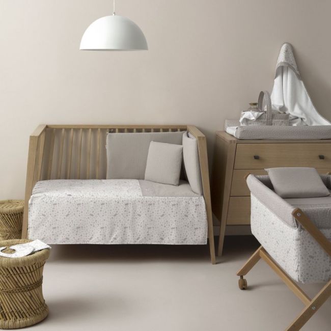 Miniculla a forbice in legno di abete beige/bianco 55X87X74 Cm