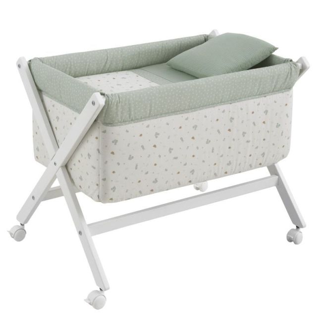 Miniculla a forbice in legno Ardi Verde/Bianco 55X87X74 Cm