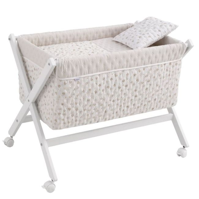 Minicuna Forbice Legno Branch Beige/Bianco 55X87X74 Cm