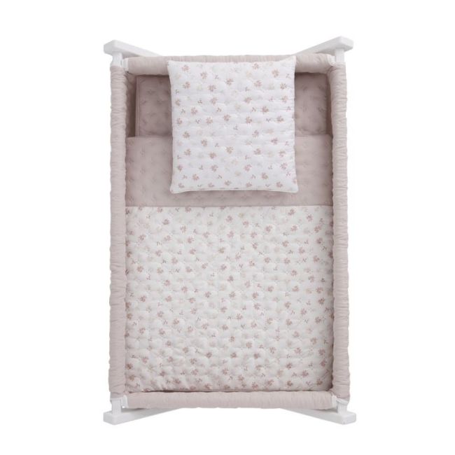 Minicuna Forbice Legno Branch Rosa/Bianco 55X87X74 Cm