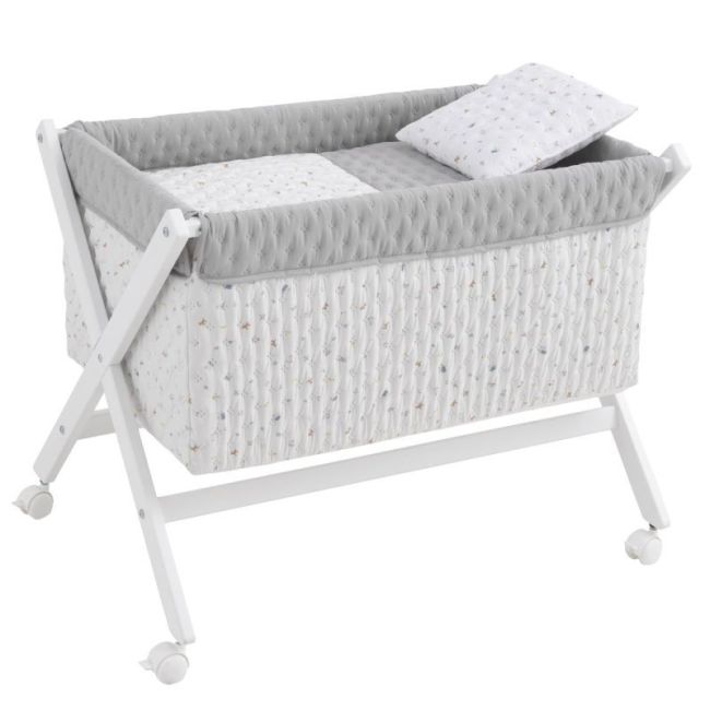 Miniculla a forbice in legno House Blu/Bianco 55X87X74 Cm