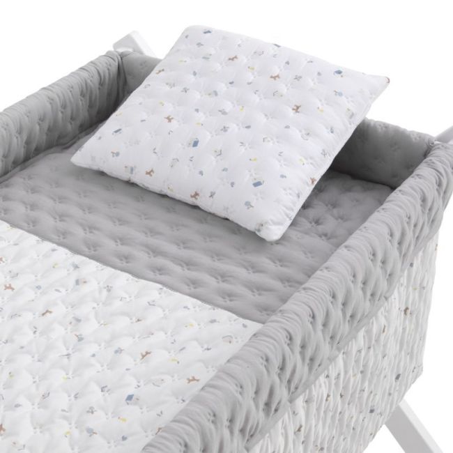 Miniculla a forbice in legno House Blu/Bianco 55X87X74 Cm