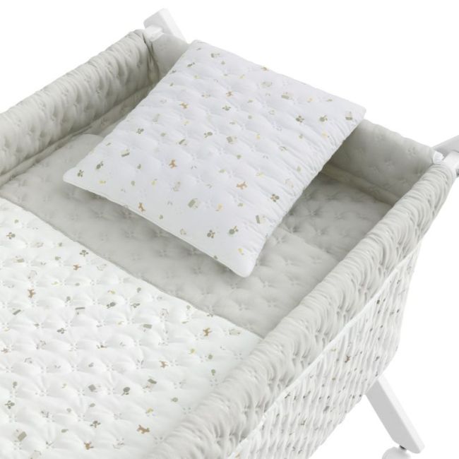 Minicuna Ciseaux Bois House Mint/Blanc 55X87X74 Cm
