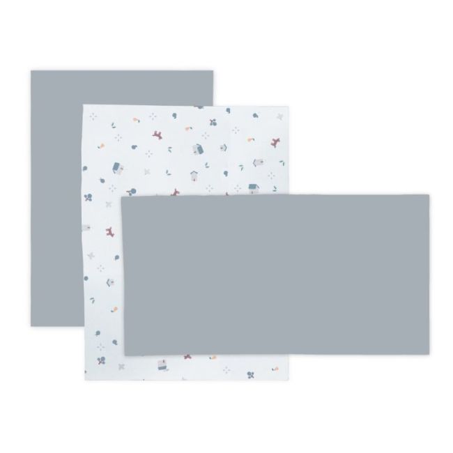 Lenzuolo Culla 3 Pcs (Culla 60) 60X120X1 Cm House Blu