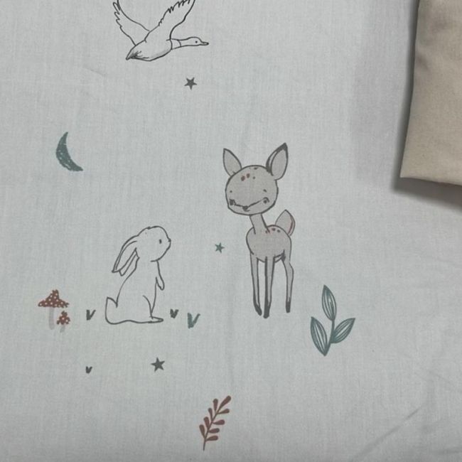 Pack Bettwäsche-Set mit Füllung Animierter Wald und Rohes Spannbettlaken