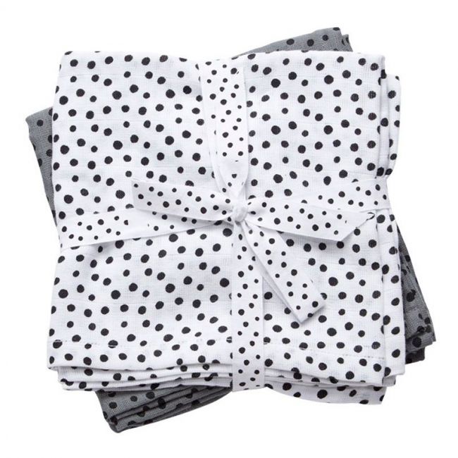 Burp Cloth 2-Pack Happy Dots Gris